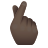 emoji style hand with index finger and thumb crossed dark skin tone icon