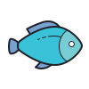 color hand drawn style fish food icon