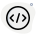 Software application programming with brackets and slash logotype icon