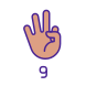 Digit Nine in ASL icon