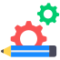 bleistift und zahnräder icon