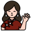 woman avatar chinese cheongsam hello gesture traditional icon