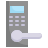 Door handle with keypad lock icon