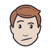 color hand drawn style concerned face icon
