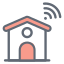 externer-Smart-Home-künstliche-Intelligenz-gefüllter-Umriss-Design-Kreis icon