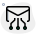 Connected nodes with an envelope isolated on a white background icon