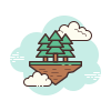 cloud style floating island forest icon