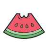 color hand drawn style 수박 한 조각 icon