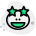 Grinning star stuck on eyes of toad emoticon icon