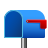caixa de correio aberta com sinalizador abaixado icon