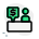 Shopping mall cashier with dollar sign layout icon