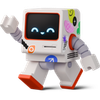3d stickle style happy retro robot icon