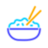 neon style rice bowl icon