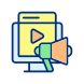 externes-Video-Marketing-Feedback-und-marktgefüllte-Farbsymbole-Papa-Vektor icon