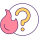 question mark and burning flame icon