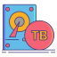 icone piatte a colori lineari per big data esterne da terabyte icon