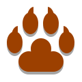 papercut style dog paw icon