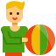 boy holding ball icon