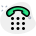 Telephone dial layout with keypad and hand receiver icon