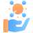 molecules with hand icon