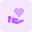 Share love and romance, hand with heart isolated on a white background icon