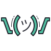color hand drawn style emoticon de encogimiento de hombros icon