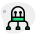 Space robot with oval frame isolated on a white background icon