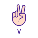 Letter V in ASL icon
