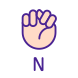 Letter N in ASL icon