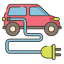 icone piatte a colori lineari per auto elettriche esterne icon
