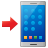 emoji style mobile phone with arrow icon