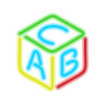 neon style abc block icon