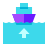 color glass style barca che lascia il porto icon