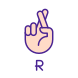 Letter R in ASL icon