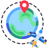 外部-世界旅行-(地球と飛行機)-旅行-観光-グーフィー-フラット-ケリスメーカー icon