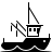ink style fishing boat icon