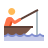 color style fisherman in a boat icon
