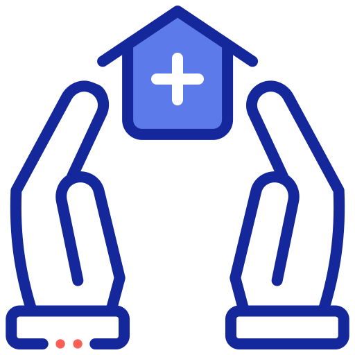Volunteer hands in a hospital icon