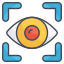 cerchio di progettazione con contorni riempiti di servizi digitali per la scansione dell'occhio esterno icon