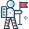 astronaut with flag icon