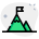Mission accomplished concept with flag on mountain peak icon