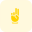 Two fingers up gesture isolated on a white background icon