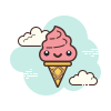 cloud style kawaii ice cream icon