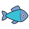 color hand drawn style whole fish icon