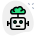 Robot with a brain isolated on a white background icon
