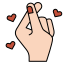 mão com corações icon