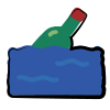matisse style bottle floating in water icon