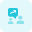 Co-workers chatting for sales growth - line chart with speech bubble icon