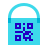 color glass style farbeimer mit qr code icon