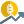 Rise of bitcoin value with up arrow icon
